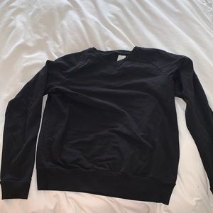 Black lightweight sweatshirt with embroidery at neckline